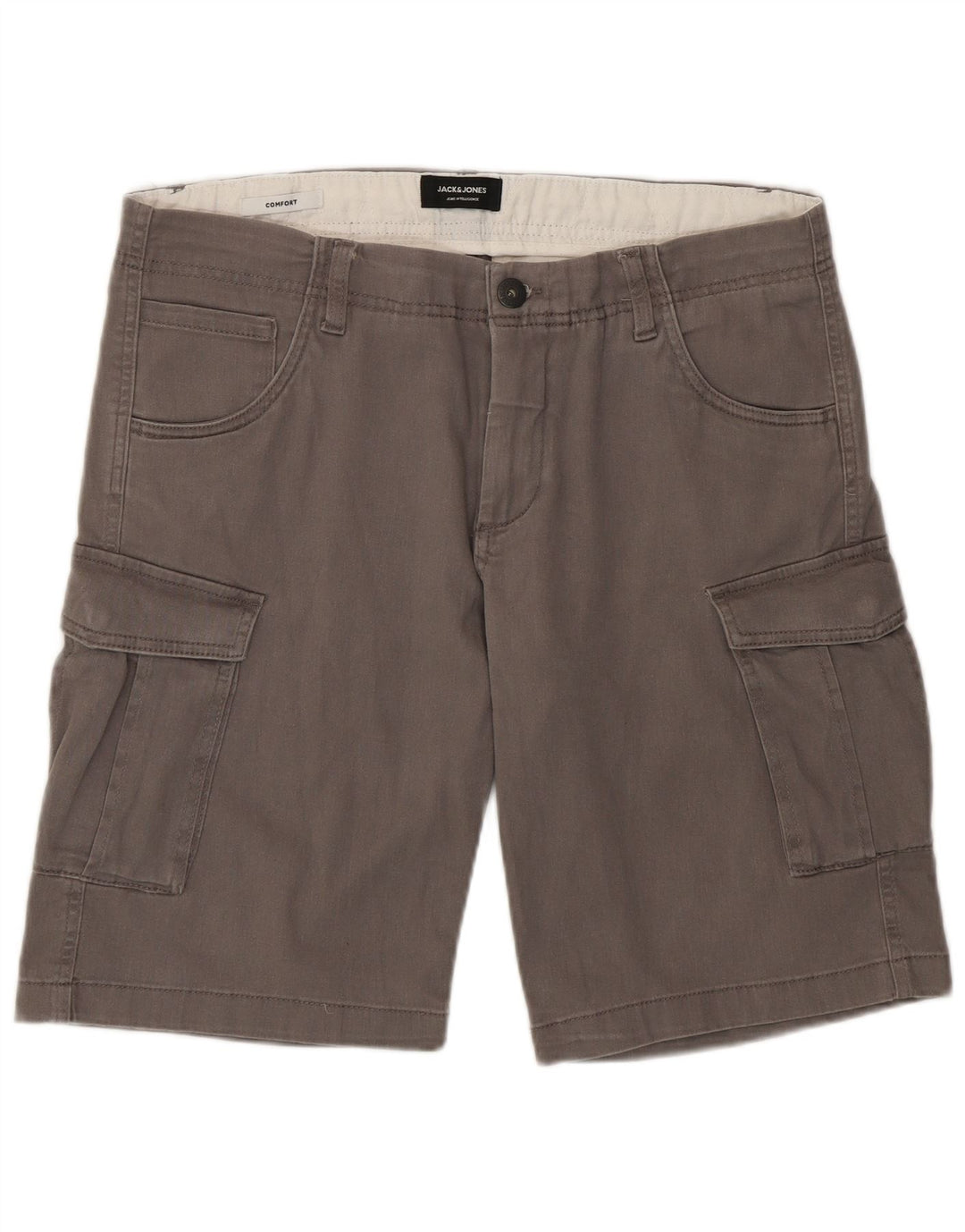 Shorts cargo masculino Jack & Jones grande W36 algodão cinza
