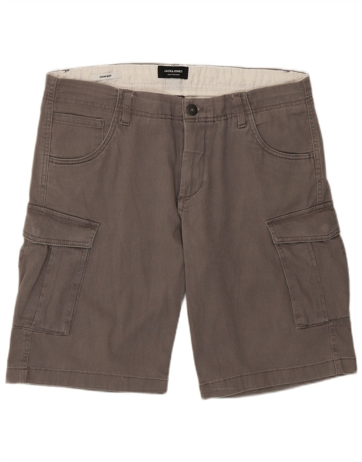 Shorts cargo masculino Jack & Jones grande W36 algodão cinza
