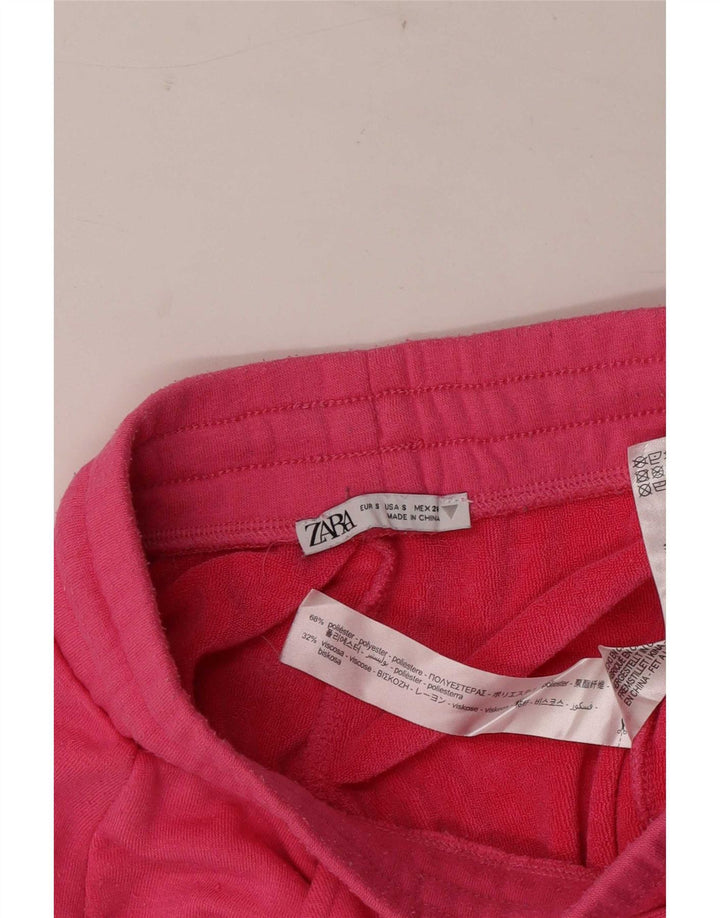 Shorts esportivos femininos Zara UK 8 pequeno poliéster rosa