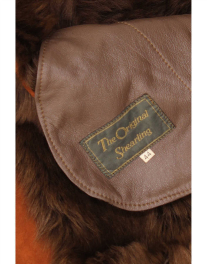 Casaco feminino vintage folgado em shearling IT 44 marrom médio