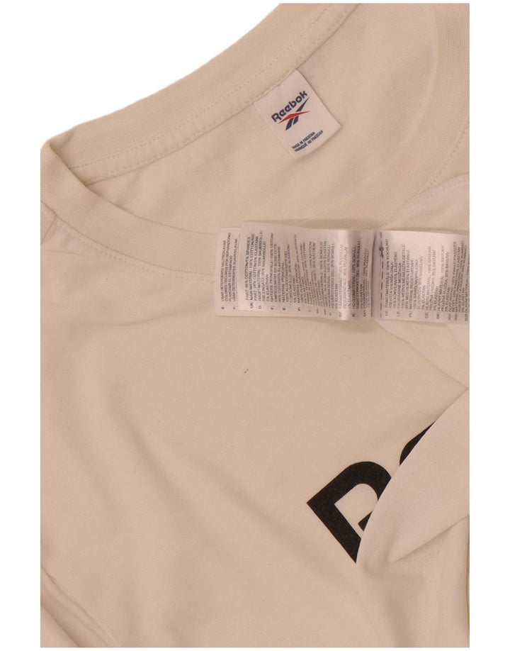 Camiseta gráfica masculina Reebok Top médio algodão branco