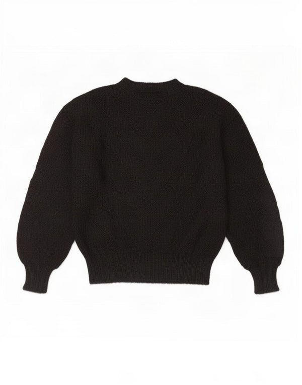 Suéter feminino vintage com gola redonda UK 16 grande preto