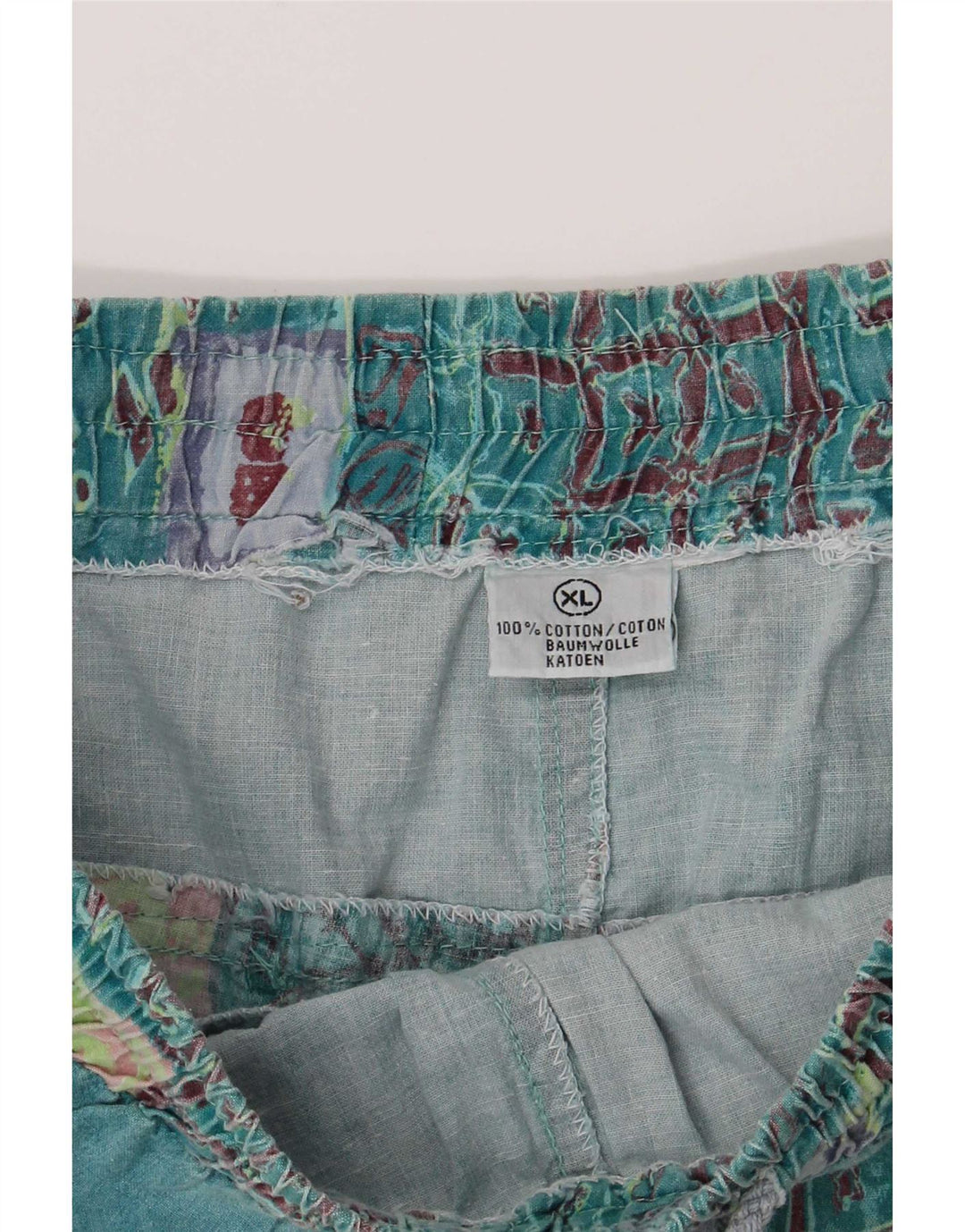 Shorts casuais gráficos masculinos vintage XL W32 algodão patchwork verde