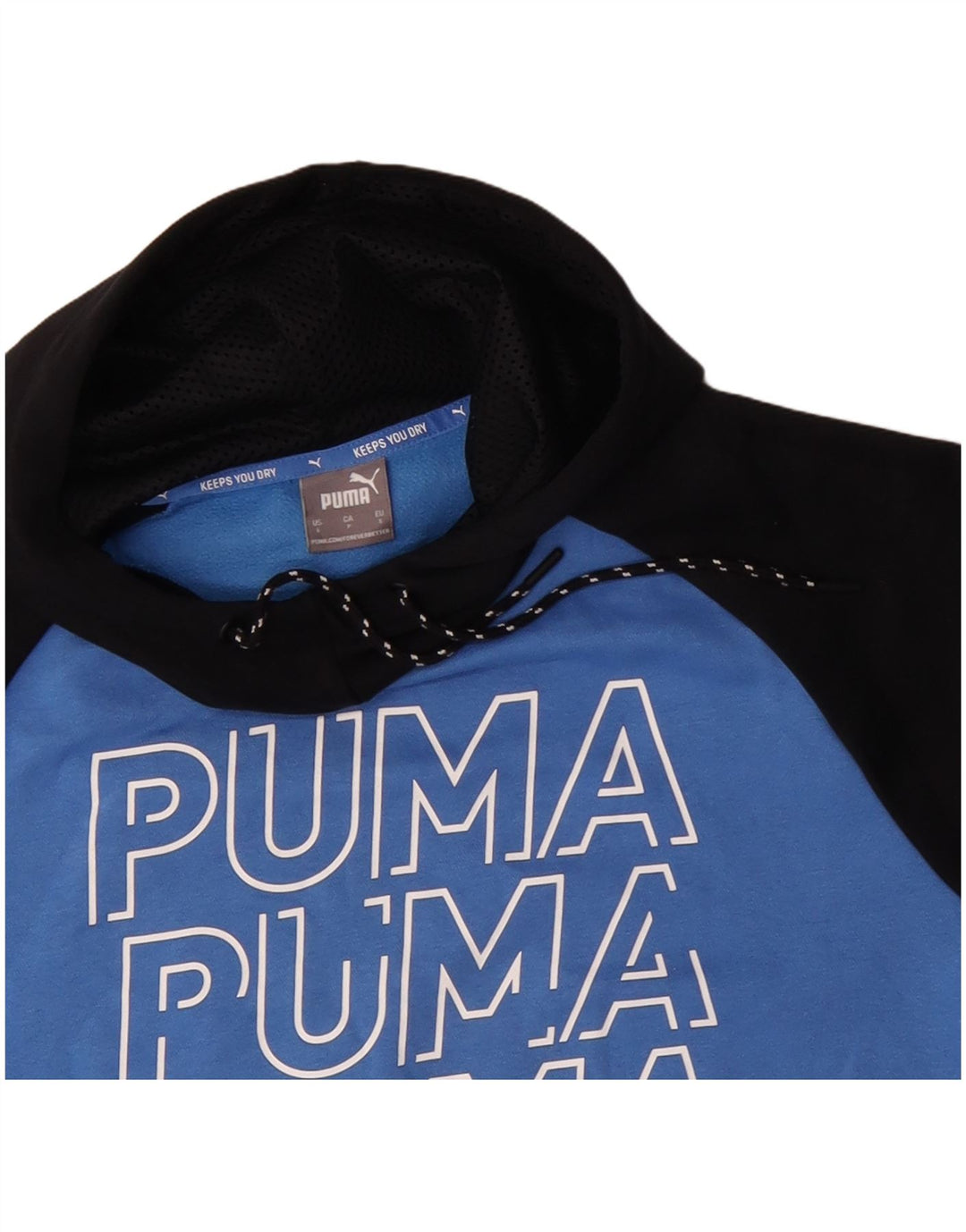 PUMA Mens Graphic Hoodie Jumper Pequeno Azul Colorblock