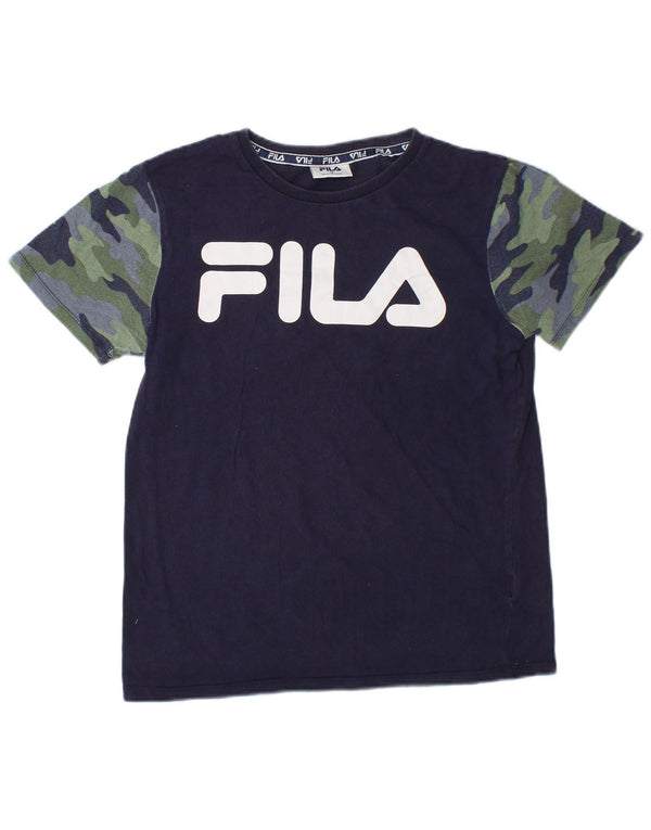 Camiseta Fila Meninos Graphic 13-14 Anos Azul Marinho Algodão Camuflado