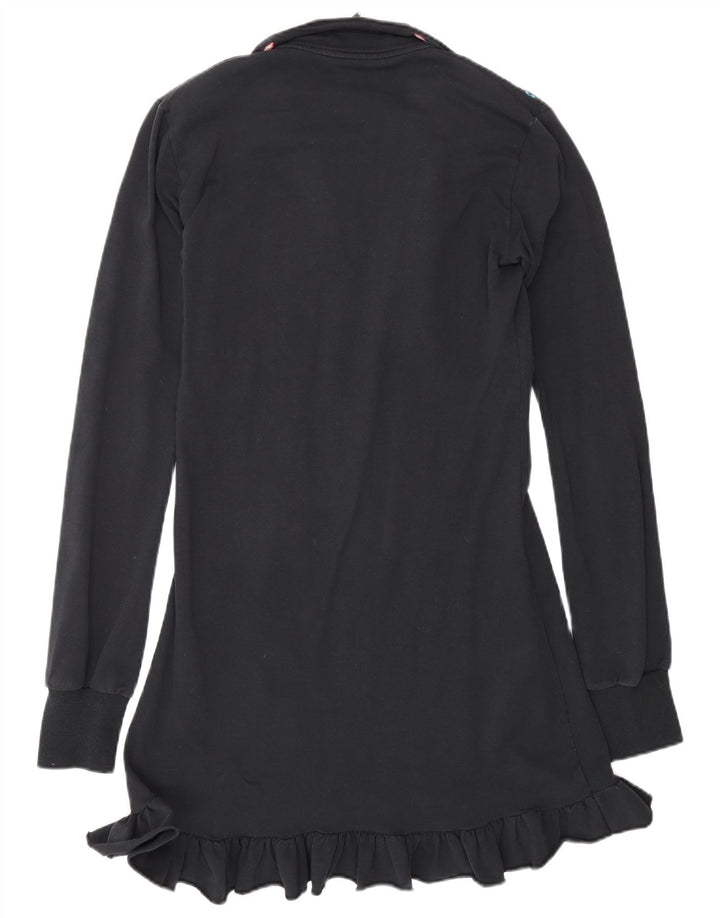 Vestido básico feminino de manga comprida Fornarina Reino Unido 12 algodão floral preto médio