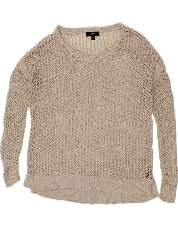 MOSSIMO Womens Crochet V-Neck Jumper Sweater UK 20 2XL Grey Cotton Vintage Mossimo and Second-Hand Mossimo from Messina Hembry 
