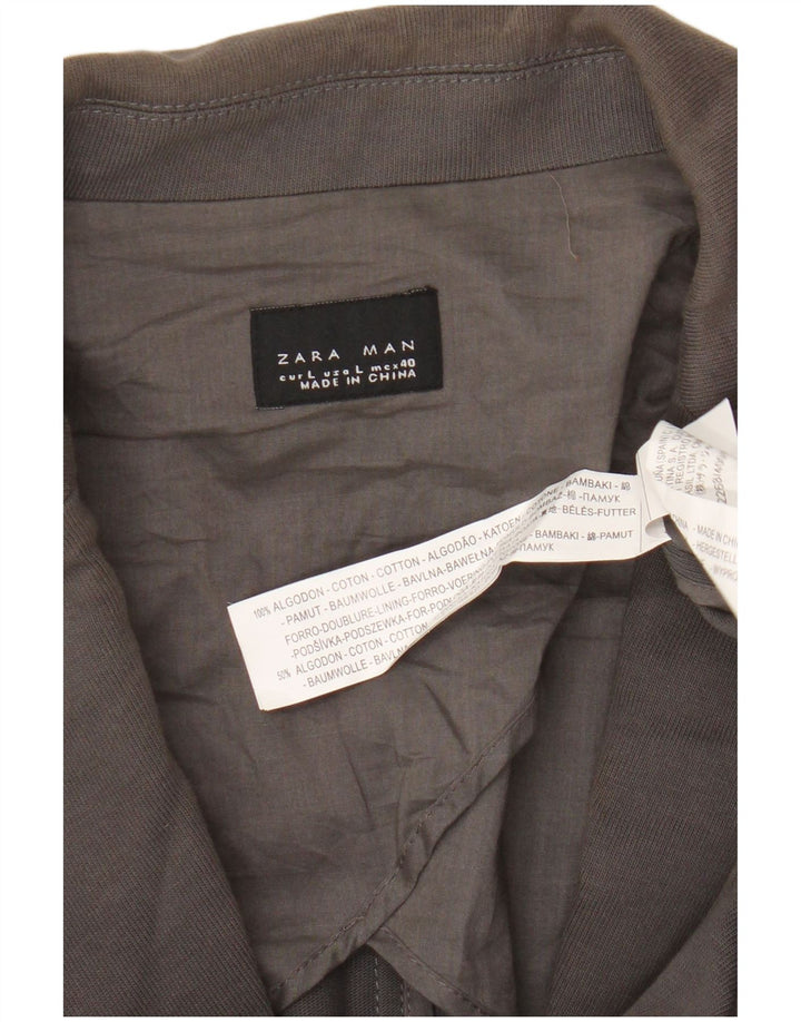 Jaqueta blazer masculina Zara em malha com 2 botões Reino Unido 40 grande algodão cinza