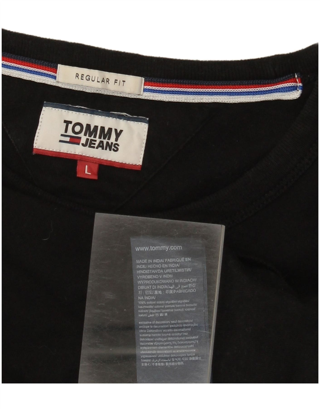 Top gráfico masculino Tommy Hilfiger manga comprida grande algodão preto