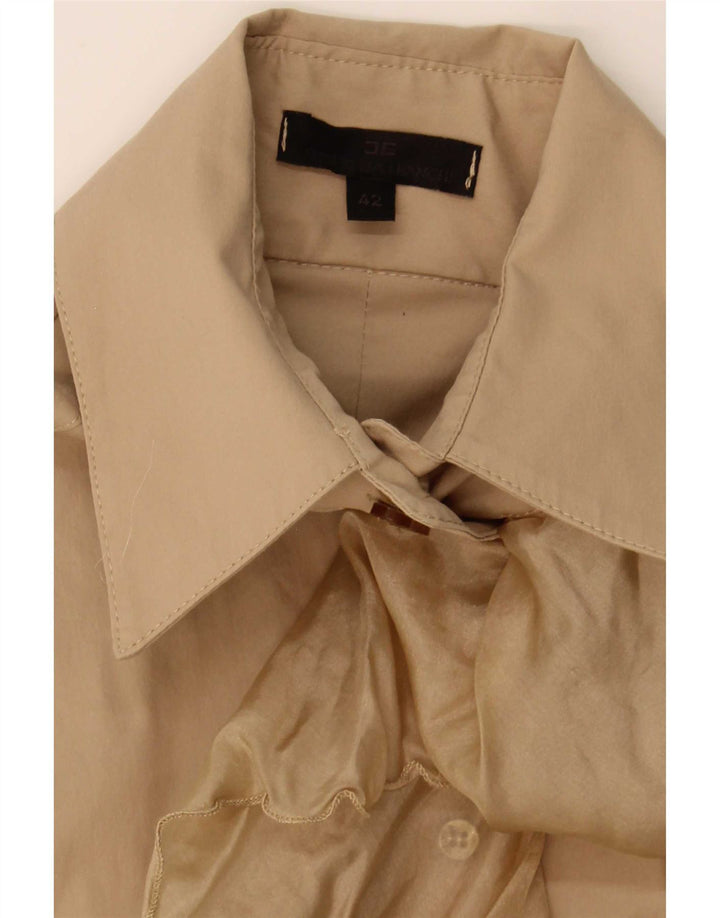 Blusa feminina Elisabetta Franchi com babados na frente IT 42 médio bege