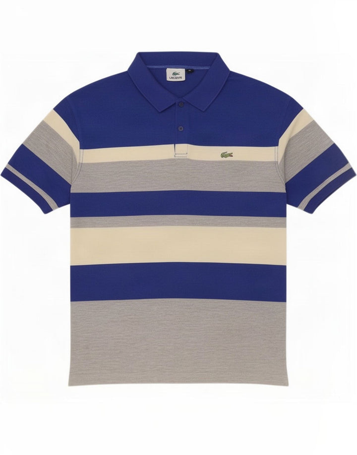 Camisa polo masculina Lacoste XL poliéster listrado multicolorido