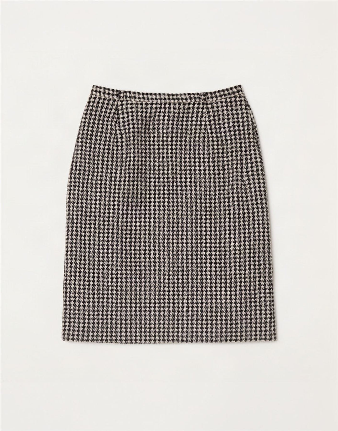 Saia midi feminina Eastex Reino Unido 14 médio W30 lã houndstooth preta