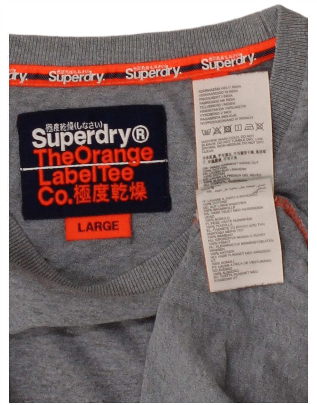 Camiseta masculina SUPERDRY grande algodão cinza