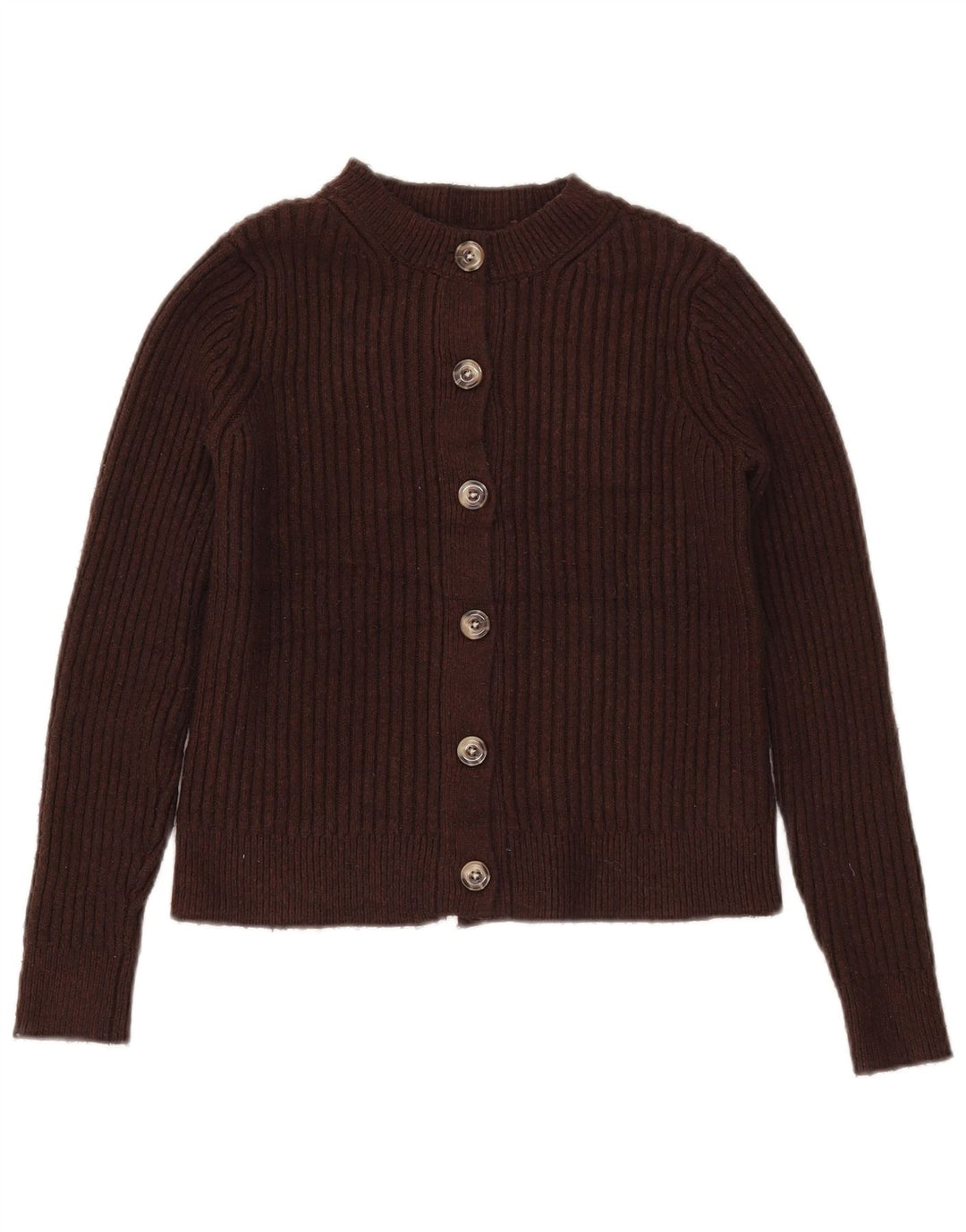 Suéter feminino Marks & Spencer Crop Cardigan Reino Unido 10 pequeno poliéster marrom