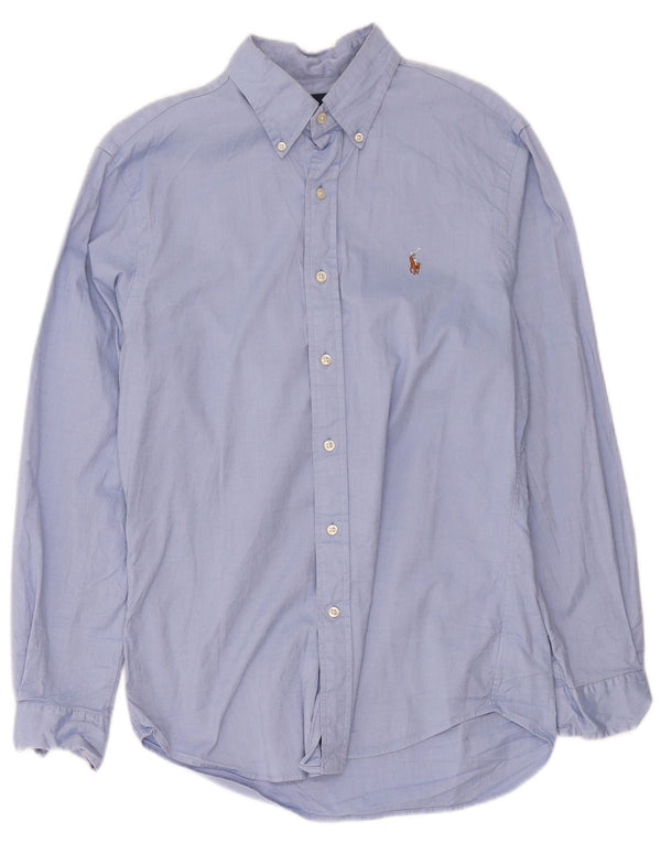 Ralph Lauren Camisa masculina slim fit de algodão azul médio