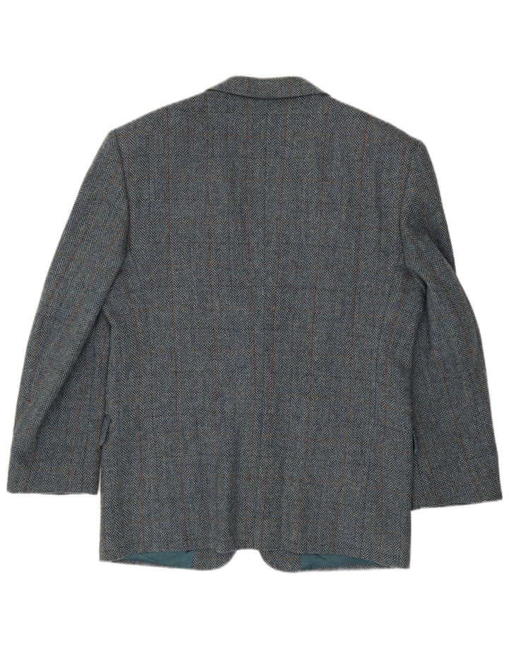 Jaqueta blazer masculina de 2 botões San Remo IT 50 grande espinha de peixe azul