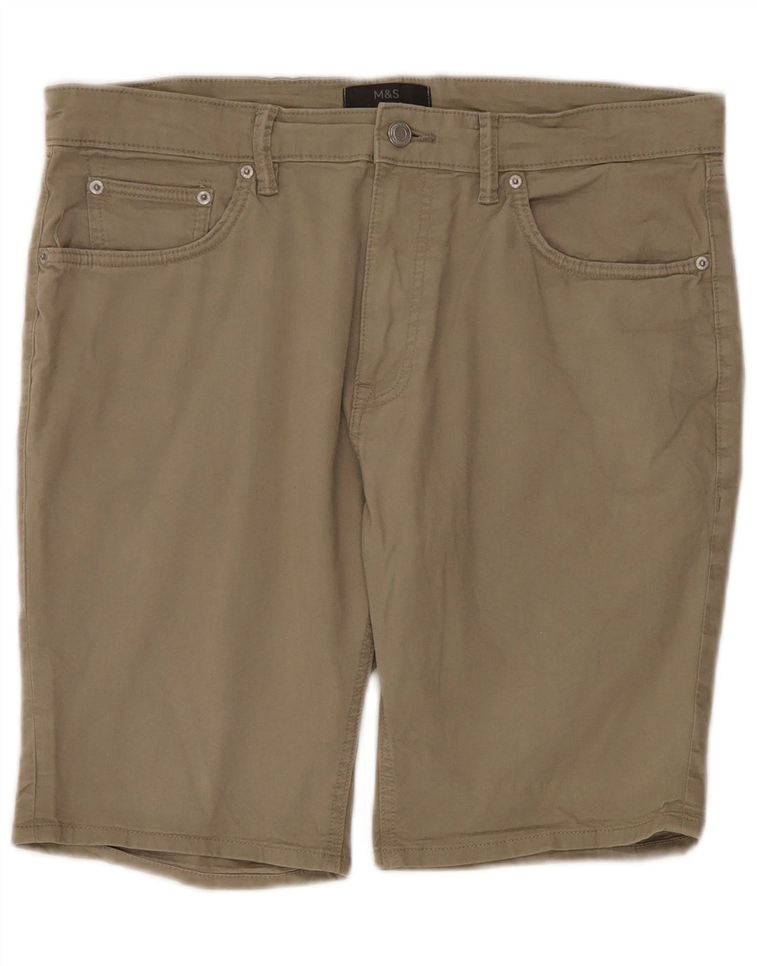 Shorts casuais masculinos Marks & Spencer W34 grande algodão cáqui