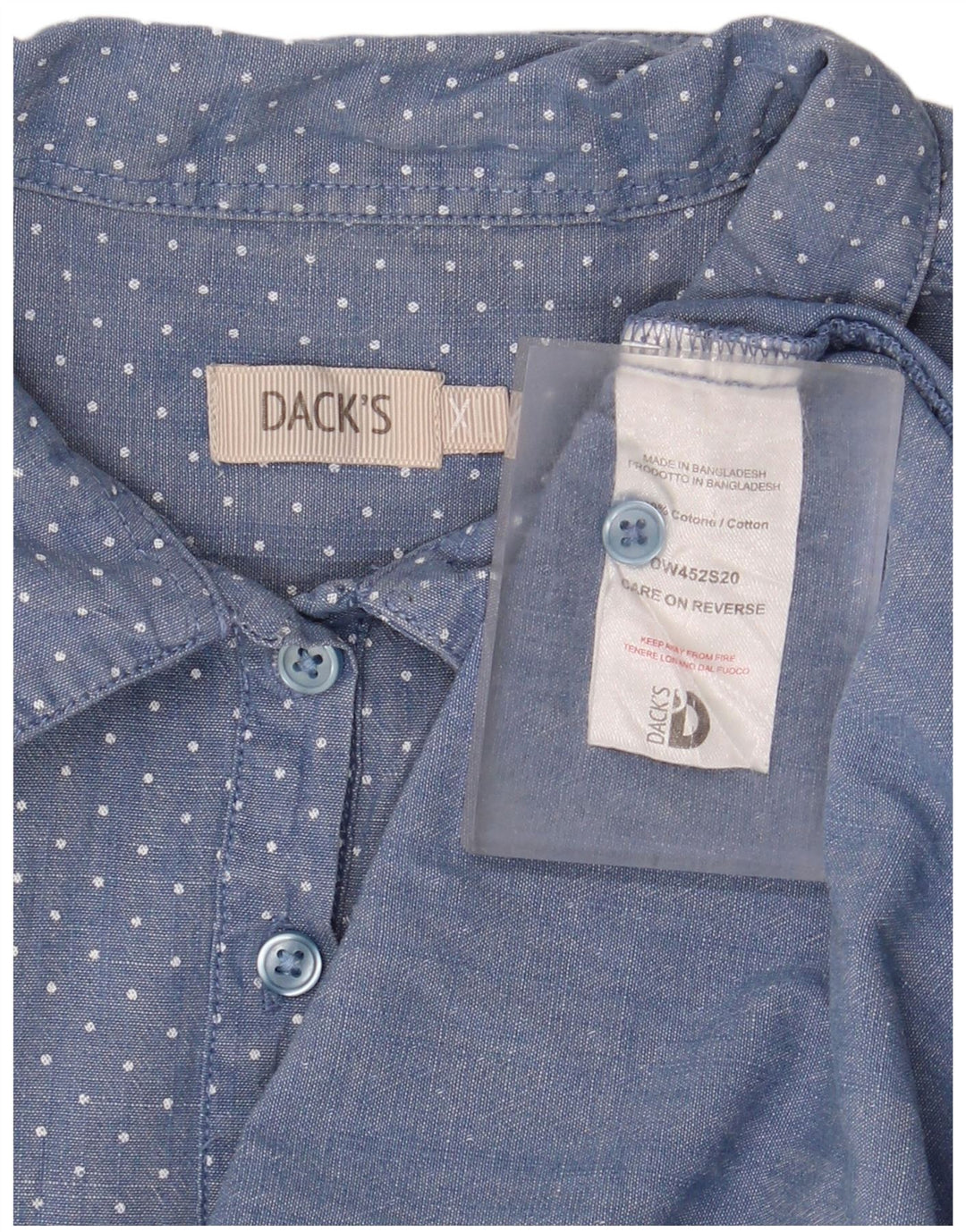 Pulôver feminino de manga curta Dack's Reino Unido 18 XL algodão manchado azul