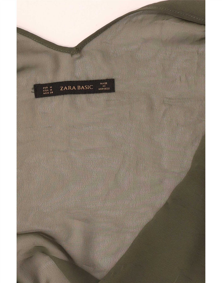 Zara Womens See Through Top Crop Reino Unido 12 Médio Caqui