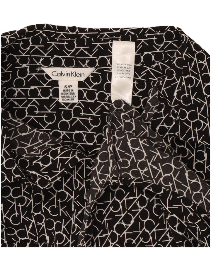Blusa feminina Calvin Klein com camisa gráfica UK 10 pequena preta designer