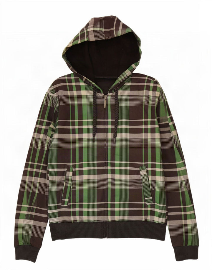 Zara Suéter masculino com capuz e zíper grande poliéster xadrez multicolorido