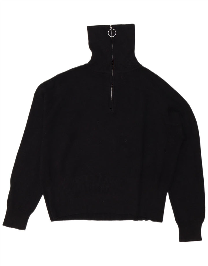 JACK WILLS Suéter feminino grande com zíper e gola redonda Reino Unido 14 grande preto