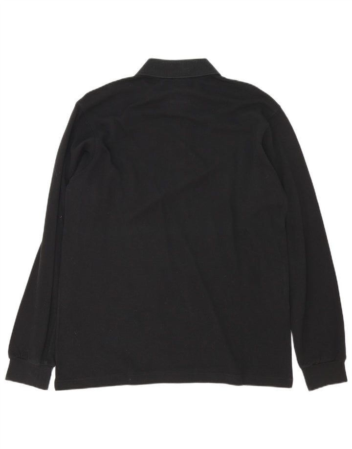 Camisa polo masculina de manga comprida Lacoste tamanho 4 médio algodão preto