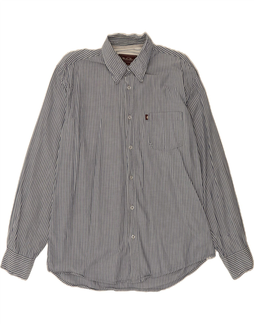 MARLBORO CLASSICS Mens Shirt Large Grey Pinstripe Cotton Vintage Marlboro Classics and Second-Hand Marlboro Classics from Messina Hembry 