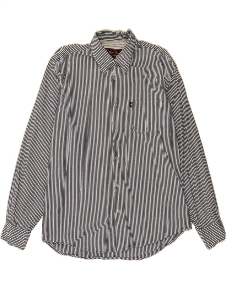 MARLBORO CLASSICS Mens Shirt Large Grey Pinstripe Cotton Vintage Marlboro Classics and Second-Hand Marlboro Classics from Messina Hembry 