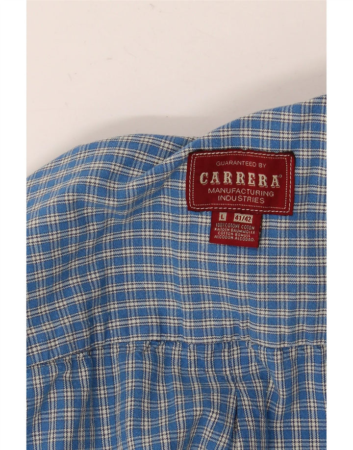 Camisa masculina de flanela Carrera tamanho 41/42 grande algodão xadrez azul