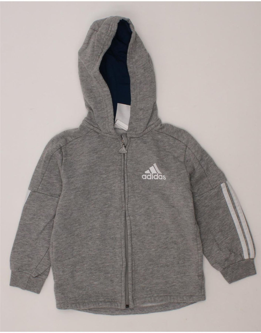 ADIDAS Boys Zip Hoodie Sweater 2-3 Years Grey Cotton Vintage Adidas and Second-Hand Adidas from Messina Hembry 