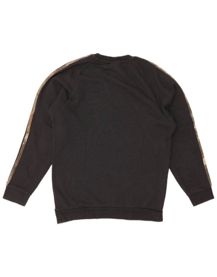 ADIDAS Mens Moletom Jumper Pequeno Algodão Preto