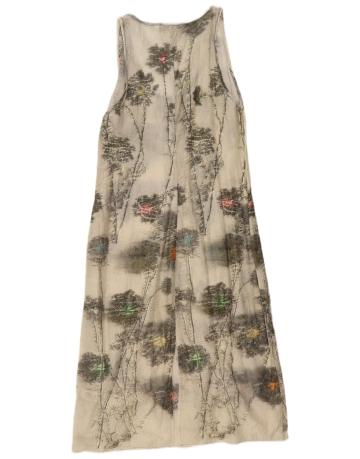 Vestido básico feminino sem mangas Zara UK 12 médio off white algodão floral