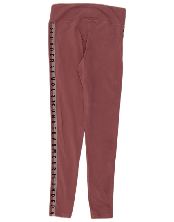 Under Armour Womens Heat Gear Leggings UK 10 Small Pink Colourblock