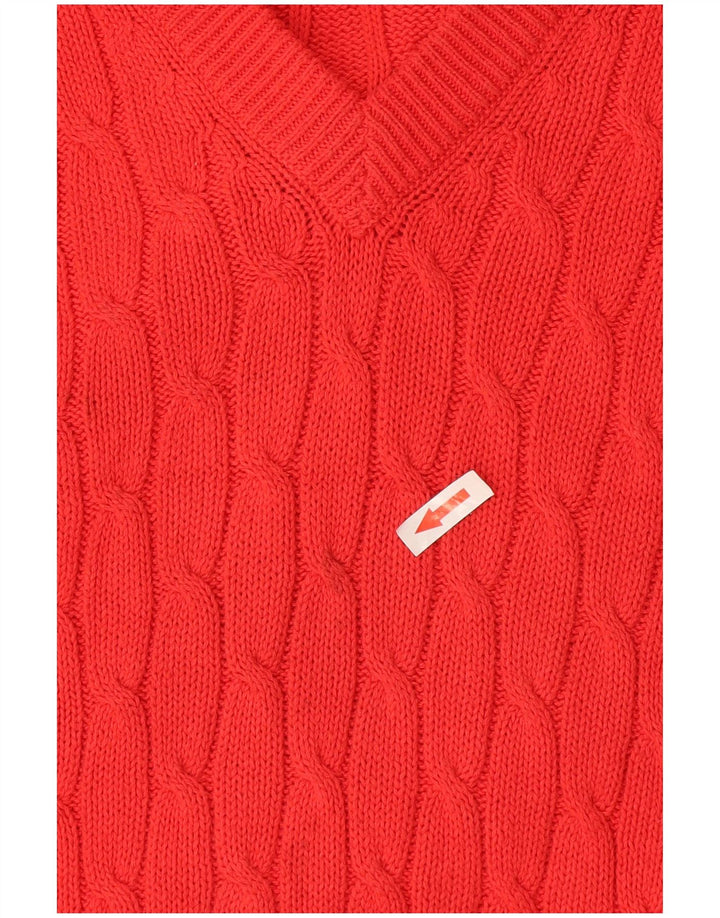 Suéter masculino branco Sails com decote em V grande laranja