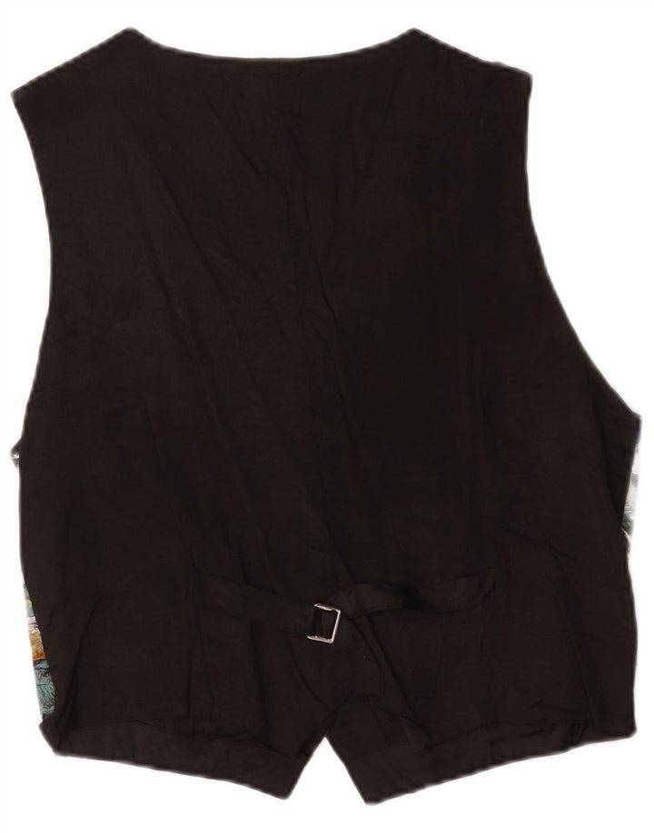 Colete feminino vintage UK 14 médio floral multicolorido