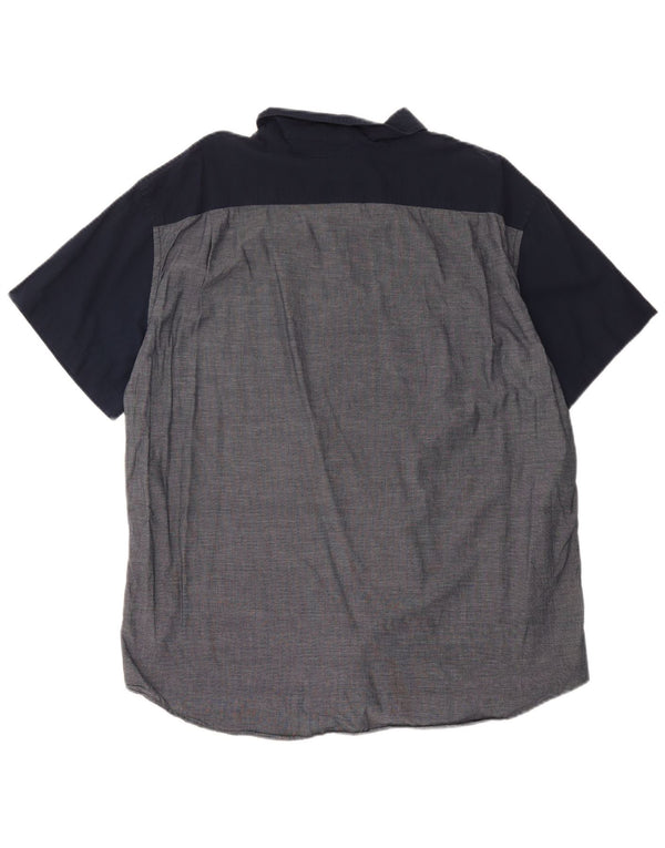 Eddie Bauer Camisa masculina de manga curta Classic Fit XL cinza colorblock algodão