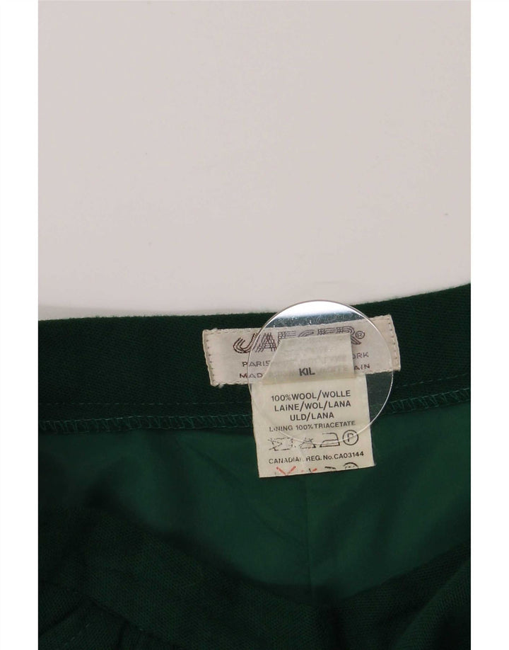 Saia feminina Jaeger A-Line UK 14 médio W26 lã verde