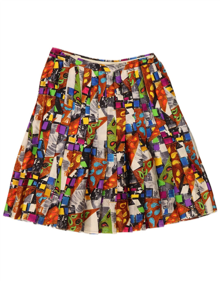 Saia plissada feminina vintage W28 média multicolorida