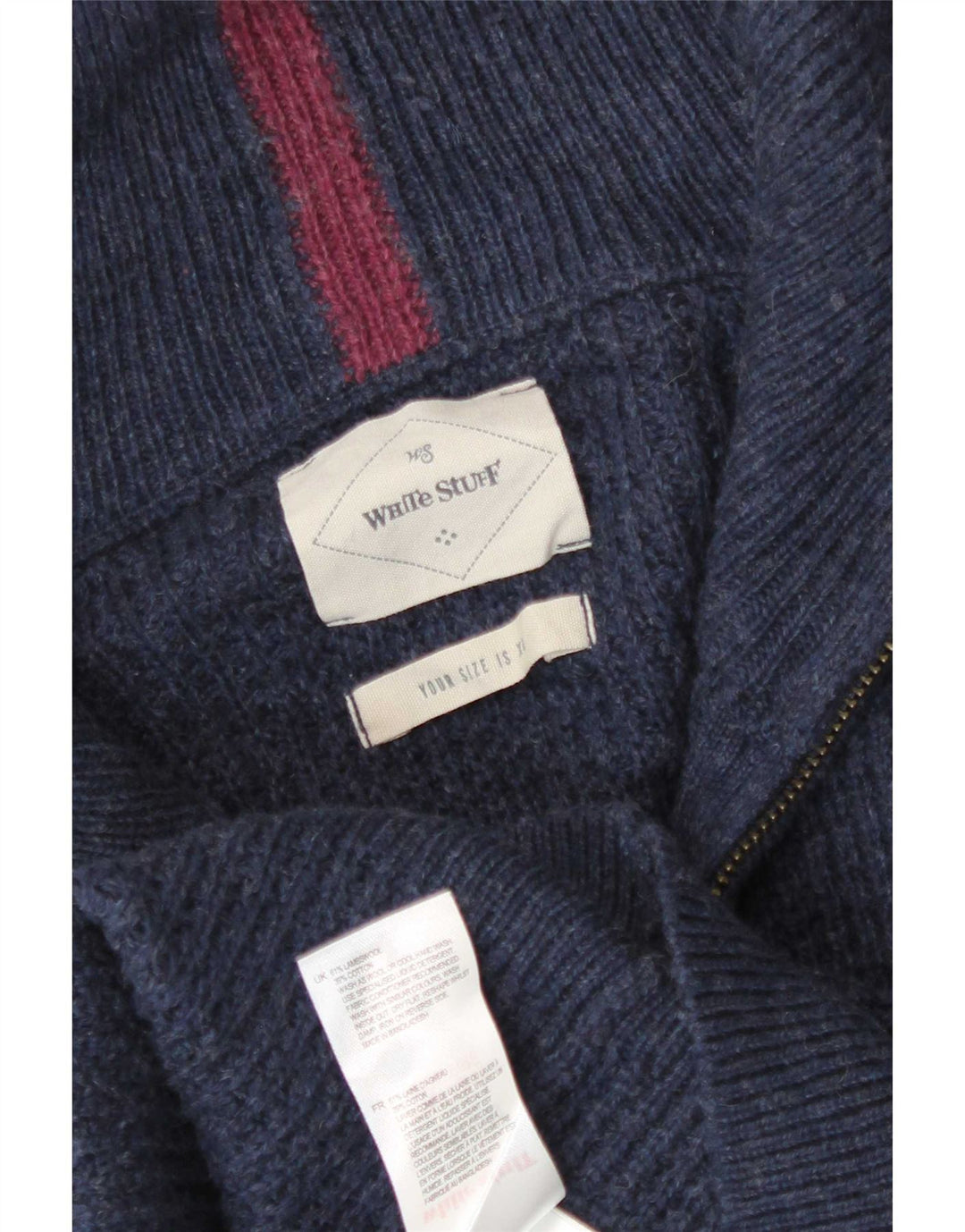 Suéter masculino branco com zíper e gola XL em lã de cordeiro azul marinho