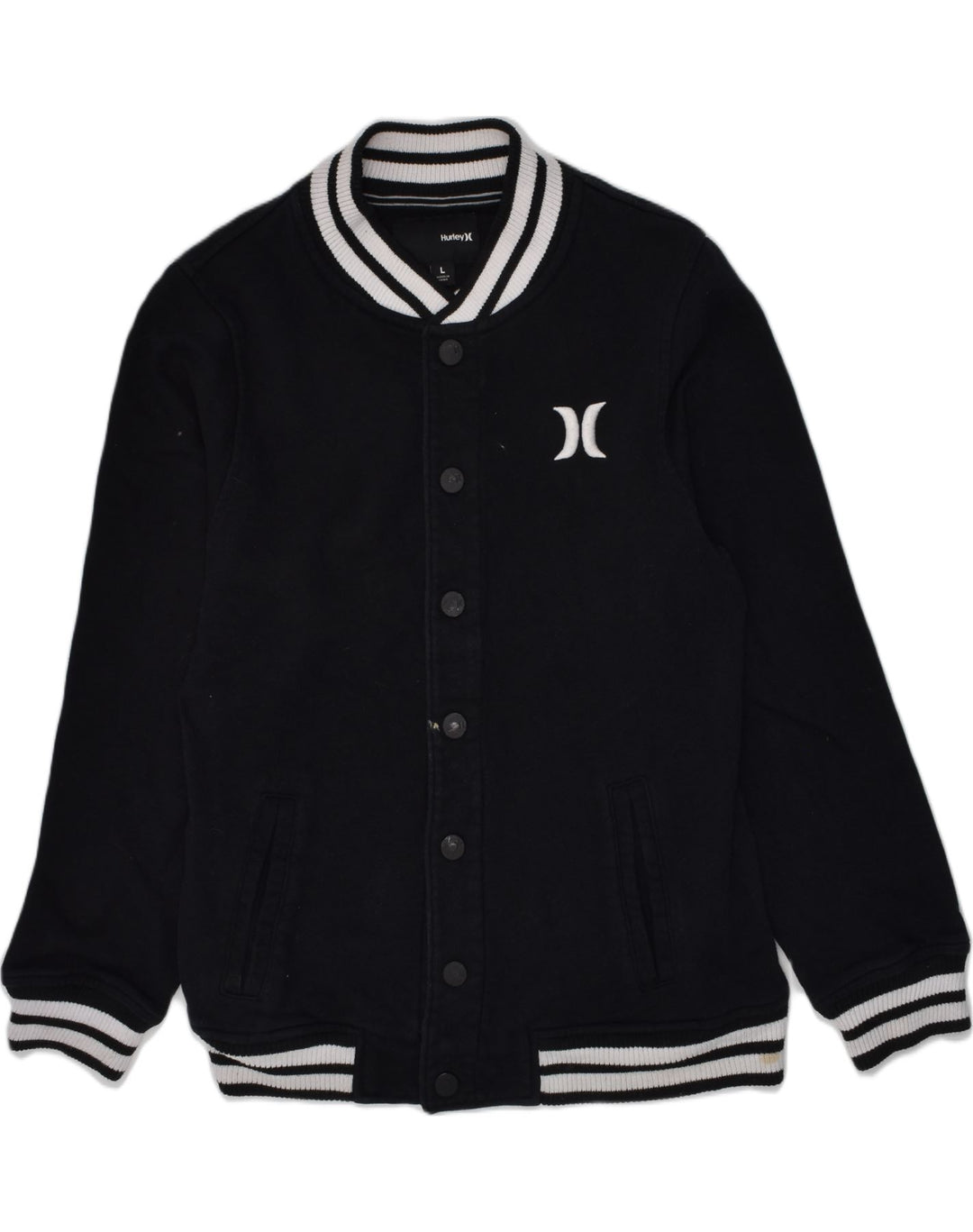 Jaqueta HURLEY Boys Graphic Varsity 11-12 anos grande algodão preto
