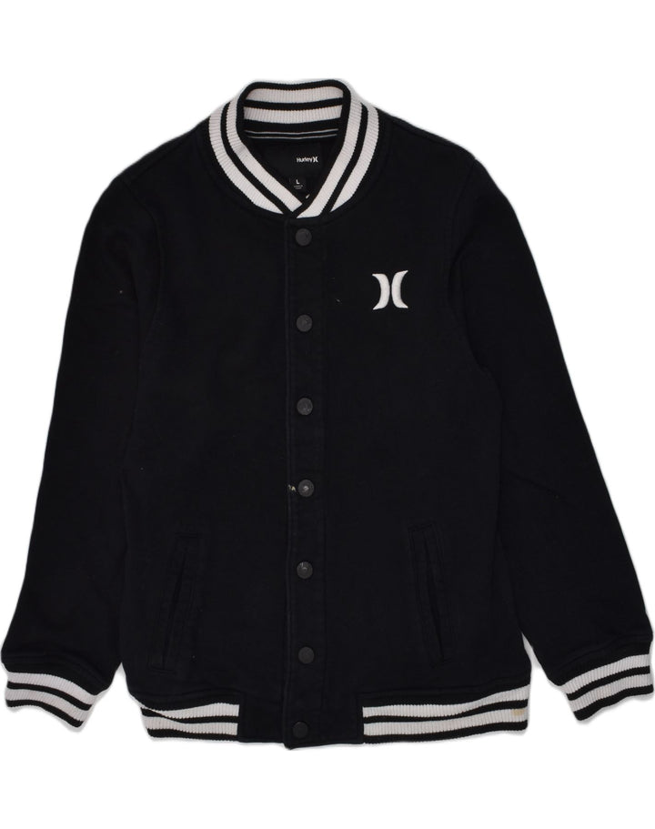 Jaqueta HURLEY Boys Graphic Varsity 11-12 anos grande algodão preto