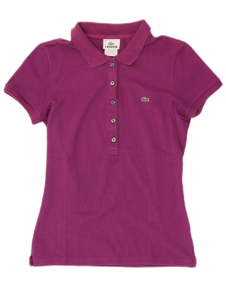 Camisa polo feminina LACOSTE tamanho 36 pequeno algodão roxo