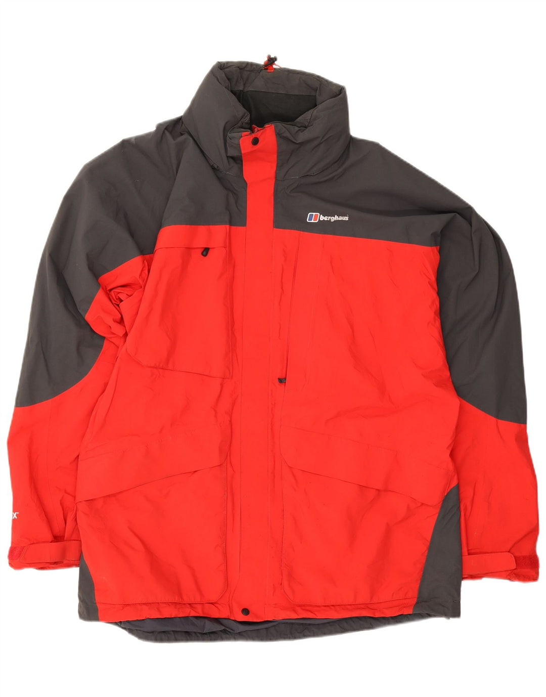 Jaqueta de chuva masculina Berghaus com capuz UK 44 2XL poliamida colorblock vermelha