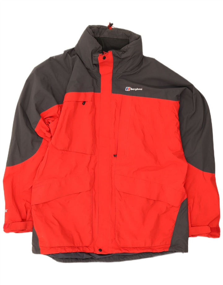 Jaqueta de chuva masculina Berghaus com capuz UK 44 2XL poliamida colorblock vermelha