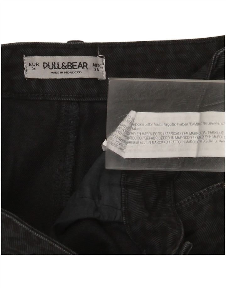 Saia jeans feminina Pull & Bear pequena W26 preta com estampa animal de algodão