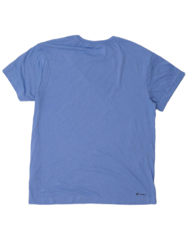 Camiseta Adidas Feminina Aeroready Graphic Top UK 12/14 Azul Médio Poliéster