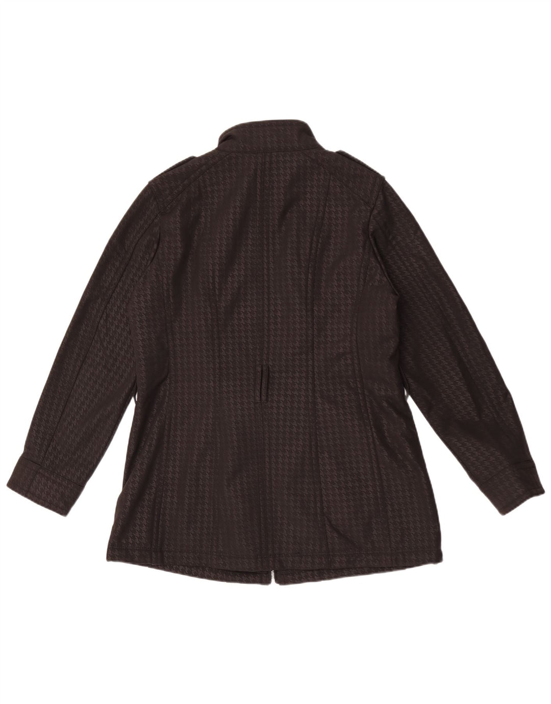Jaqueta militar feminina Michael Kors Reino Unido 16 grande poliéster preto Houndstooth
