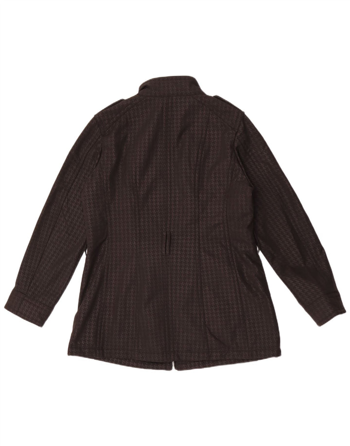 Jaqueta militar feminina Michael Kors Reino Unido 16 grande poliéster preto Houndstooth