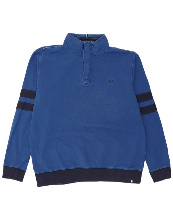 Crew Clothing Mens Gráfico Zip Neck Moletom Jumper XL Azul Colourblock